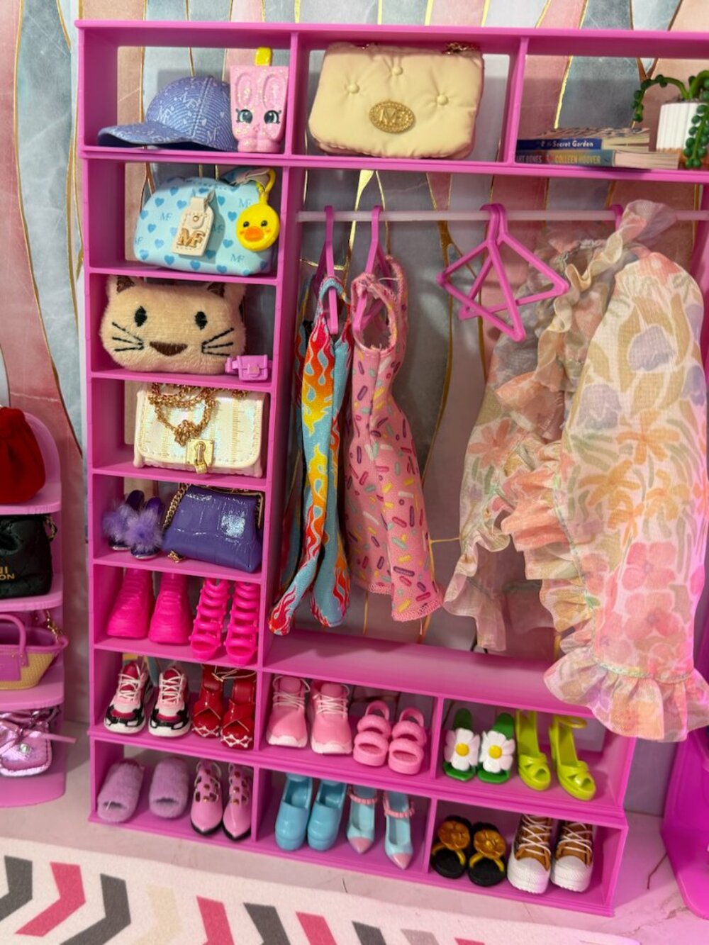 Barbie Doll Closet | Doll Wardrobe Storage with Shelves for Clothes, Shoes